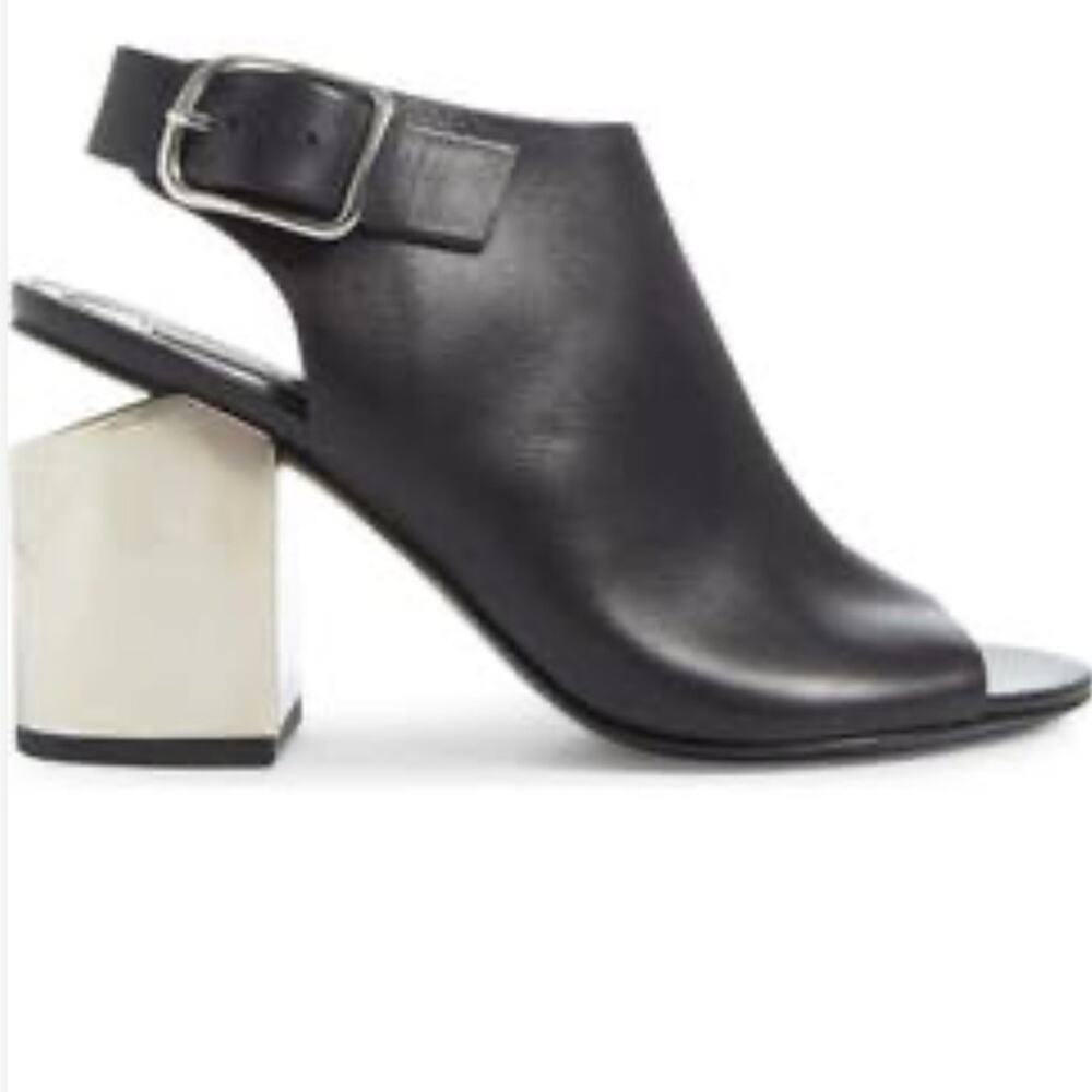 Alexander‎ Wang Nadia open toe bootie black silver sz 40.5